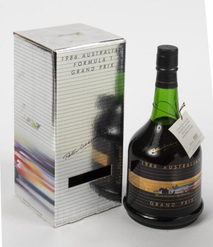 ADELAIDE GRAND PRIX: A boxed bottle of Peter Liebich commemorative port from the Australian Grand Prix in Adelaide 1986