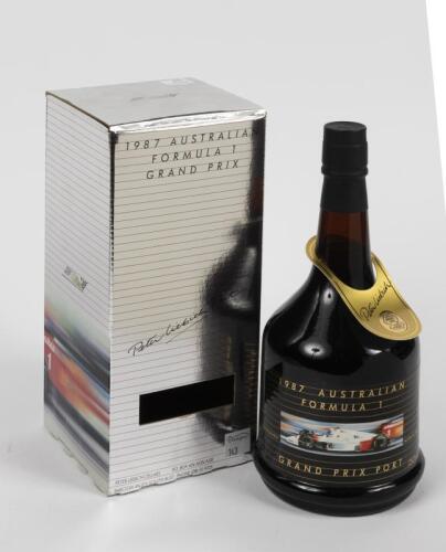 ADELAIDE GRAND PRIX: A boxed bottle of Peter Liebich commemorative port from the Australian Grand Prix in Adelaide 1987