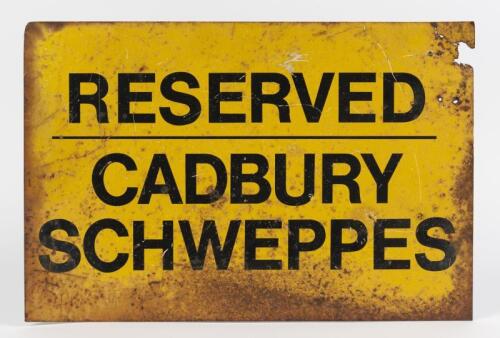 CADBURY SCHWEPPES: A vintage reserved sign "Reserved, Cadbury Schweppes", 30.5 x 46cm