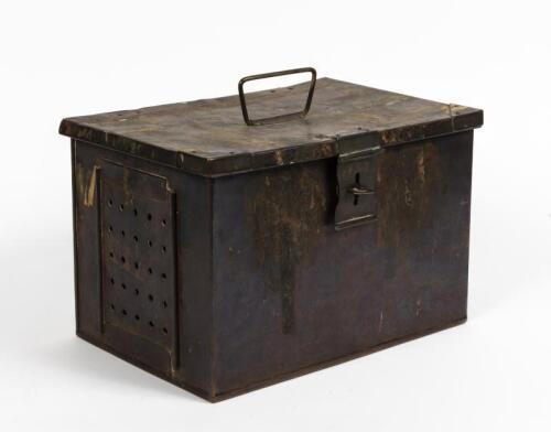 MEDICAL CASE: An early 20th century copper case used for medical purposes by Alexander & Fowler Ltd, 19cm high, 30cm wide, 21cm deep