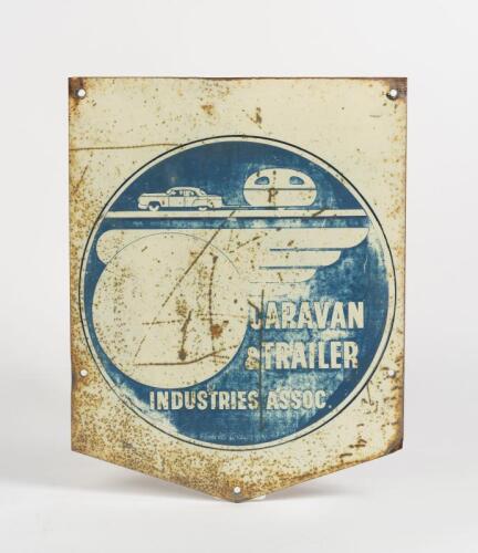 VINTAGE SIGN: A vintage tin sign for Caravan & Trailer Industries Association, 40.5 x 32cm
