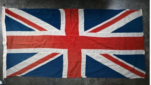 UNION JACK: A vintage sewn linen Union Jack flag, 84 x 179cm