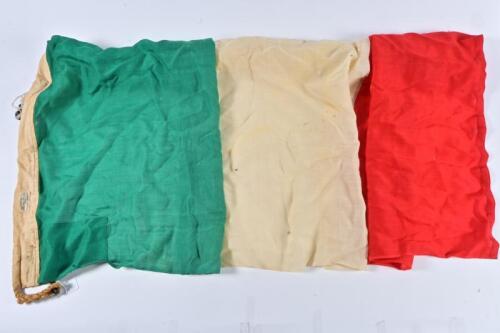 TRICOLORE: A vintage sewn linen Tricolore Italian flag by Thomas Evans, 85 x 184cm