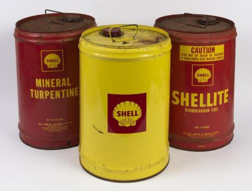 SHELL: Three Shell 5-gallon tins