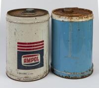 ESSO/AMPOL: Two five-gallon oil drums, one Esso and one Ampol - 2
