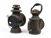 LAMPS: Two Edwardian coach/station lamps - 2