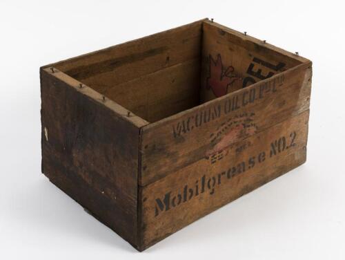 GARGOYLE: A Gargoyle Mobil timber grease No.2 wooden crate