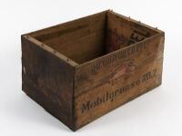 GARGOYLE: A Gargoyle Mobil timber grease No.2 wooden crate