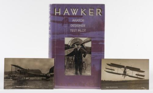 AVIATION: Two early original English postcards featuring Sopwith 'Water Plane at Scarborough 1' & 'Cody Aeroplane' dated on reverse 18/6/11 together with booked on 'Hawker'.