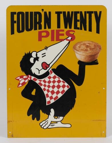 FOUR 'N TWENTY PIES: A vintage double sided advertising sign for Four 'N Twenty Pies, 60 x 45cm
