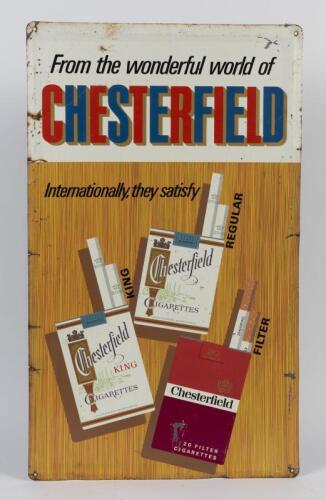 CHESTERFIELD: A circa 1960s Chesterfield cigarettes tin advertising sign, 76 x 46cm