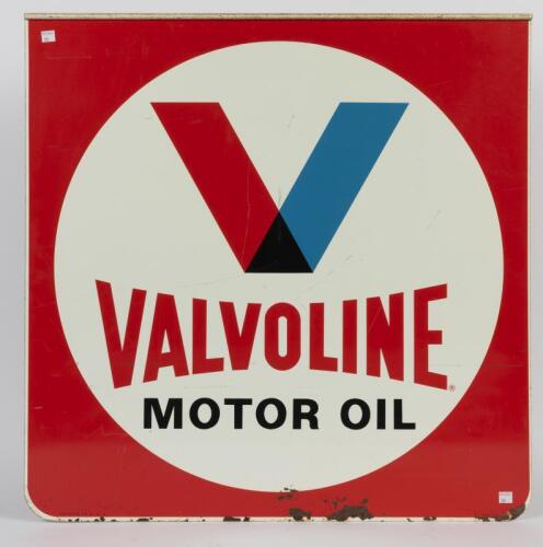 VALVOLINE: A late 1970s double sided Valvoline Motor Oil tin sign, 76 x 76cm