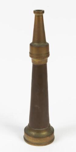 HOSE NOZZLE: An antique copper and brass fire hose nozzle, 37cm long
