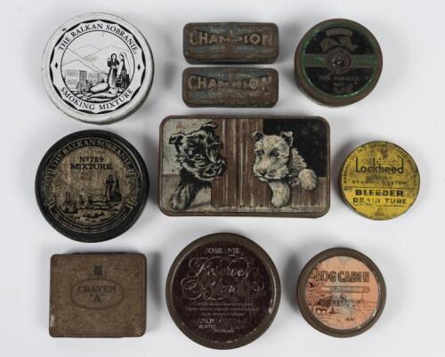 VINTAGE TINS: A collection of ten tins including tobacco tins, largest 16cm wide