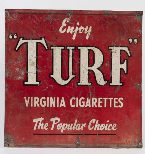 TURF: An original Turf Virginia Cigarettes tin sign, 60 x 60cm