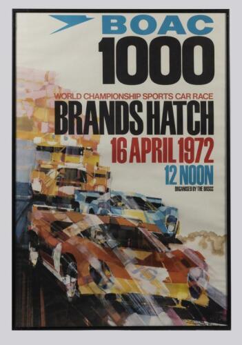 BRITISH GP: A framed poster for the 1972 British Grand Prix at Brands Hatch, 76 x 51cm overall
