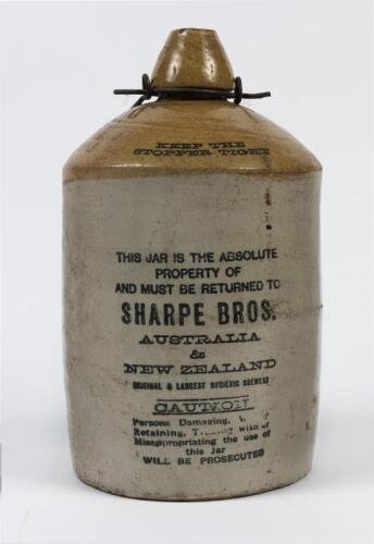 SHARPE BROS: A Sharpe Bros Australia and New Zealand demijohn, 32cm high