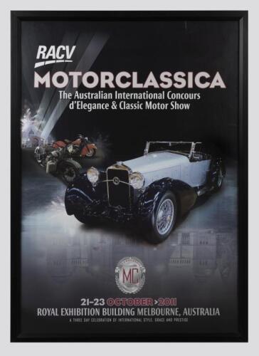 MOTORCLASSICA: A framed poster for the 2011 Motorclassica motor show at the Royal Exhibition Gardens, framed and glazed, 85 x 61cm