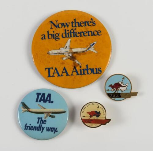 TAA: Four TAA badges including one enamelled membership or club badge, numbered 876 to back