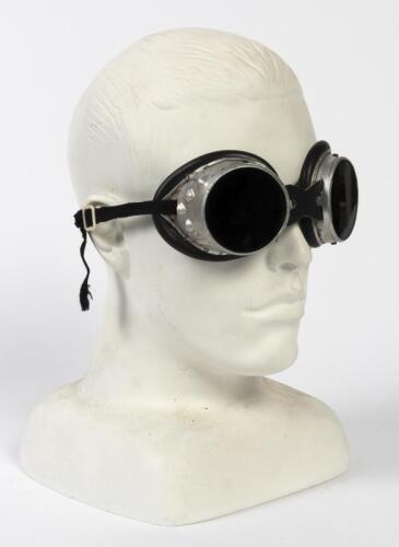 GOGGLES: A pair of vintage aluminium framed tinted goggles