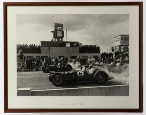 BRM: A photographic reproduction print of the 1952 V16 BRM's at the start of the race, 59 x 74cm