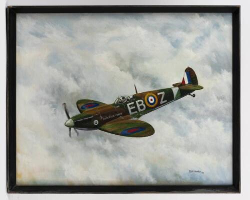 CLIFF MINNEY, Spitfire, Observer Corps (Untitled), oil on board, image size 40 x 50cm, frame size 43 x 53cm
