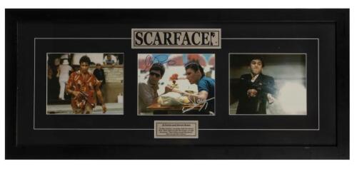 SCARFACE: A signed picture of Al Pacino and Steven Bauer, signed by both actors, window framed, 47.5 x 108.5cm