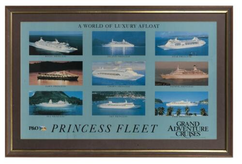 P&O: A framed P&O advertising poster "A World of Luxury Afloat", 61 x 92cm