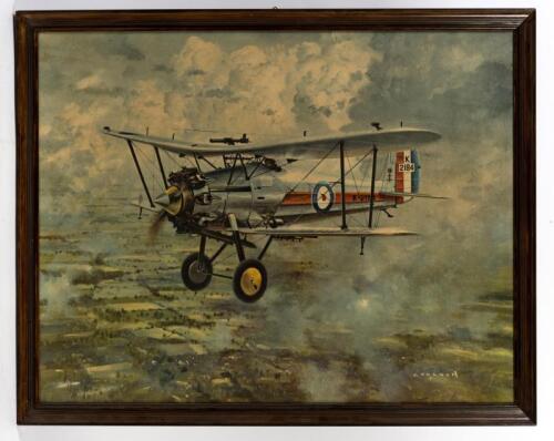 TIGER MOTH: A framed reproduction print of a Tiger Moth after the original painting by Gerald Coulson