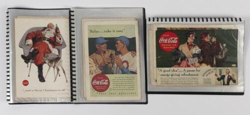 COCA-COLA: Three ring binder albums of 1930/40/50s Coca-Cola magazine advertisements, earliest being 1936.
