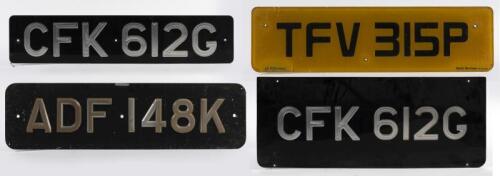 NUMBER PLATES: Four vintage number plates