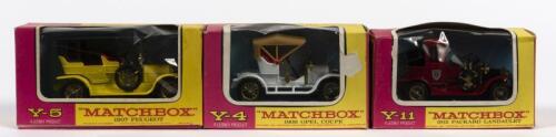 MATCHBOX: Three Matchbox 'Model of Yesteryear' models. Y-4, Y-5, Y-11. Boxed