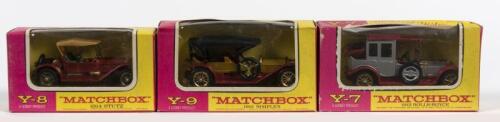 MATCHBOX: Three Matchbox "Models of Yesteryear' models. Y-7, Y-8, Y-9