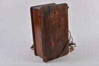 PHONE: An antique timber wall mount telephone, with 1970s wall plug fitting - 4