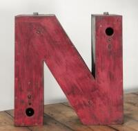 N: A large metal 'N' letter, 46cm high, 46cm wide