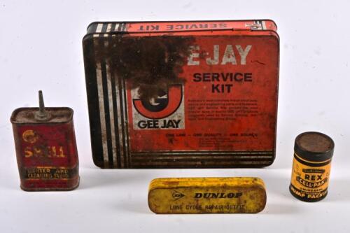 VINTAGE TINS: A collection of vintage tins including Shell and Dunlop, the tallest 10.5cm