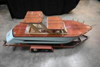 MODEL YACHT: A large and impressive scratch built battery powered model of a yacht, with trailer,150cm long including trailer - 11