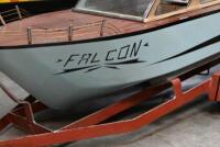 MODEL YACHT: A large and impressive scratch built battery powered model of a yacht, with trailer,150cm long including trailer - 12