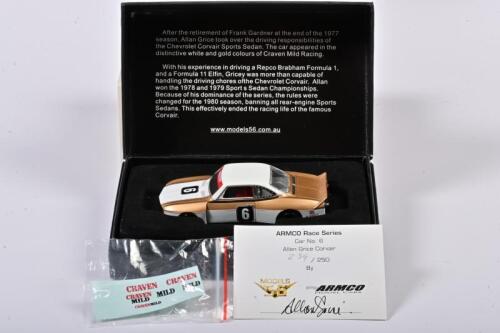 ALLAN GRICE: A limited edition 1:43 scale Models 56 Chevrolet Corvair Sport Sedan as race by Gricey, #6, with signed COA numbered 239/250, missing one exhaust, in fitted box
