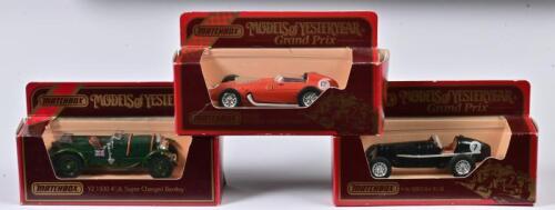 RACING CARS: A three 1:35 scale Matchbox Racing Cars as Maserati 250F, ERA 1935, Bentley Supercharged 1930, models of yesteryear, in fitted box