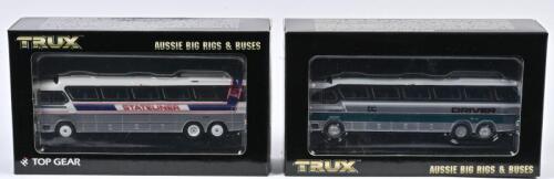 COMMERCIAL BUS: Two 1:76 scale Trux COMMERCIAL Bus as Denning Mono Coach and Stateliner, TX16/TX16L, in fitted box