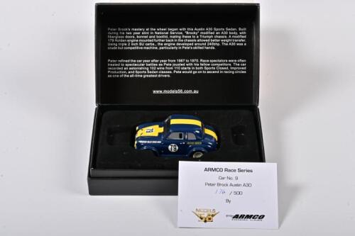 PETER BROCK: A limited edition 1:43 scale Models56 Austin A30 Sport Sedan as race by Brock, #79, with COA numbered 176/500, in fitted box