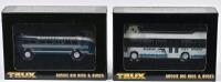 COMMERCIAL BUS: Two 1:76 scale Trux COMMERCIAL Bus as Ansair Flxible Clipper 1954 and Leyland National 11.3 1972, TX15/TX11D, in fitted box