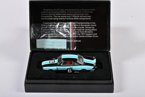 CHEVROLET: A 1:43 scale Models56 Chevrolet Corvair Sports Sedan as race by Frank Gardner's in 1977 Sports Sedan Championship, #6, in fitted box