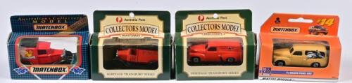 COMMERCIAL VEHICLES: Four 1:35 scale Matchbox COMMERCIAL vehicles as Ford Model A, Holden FJ Panel Van, Heritage Transport Series, in fitted box