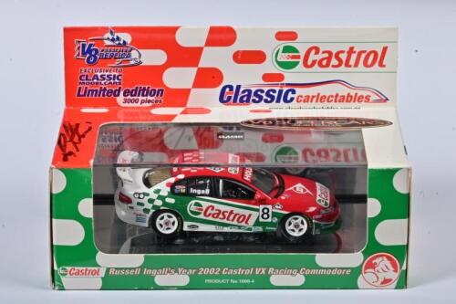 RUSSELL INGALL: A 1:43 scale Classic Carlectables Holden Commodore as race by Ingall in 2002 Castrol VX Racing Commodore, #8, in fitted box signed by Ingall and Parkins