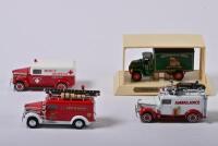 COMMERCIAL VEHICLES: Four 1:40 scale Matchbox COMMERCIAL Vehicles as Mack AC 1920, GMC Van Mercy Hospital, Fire Rescue Van, in fitted box - 2
