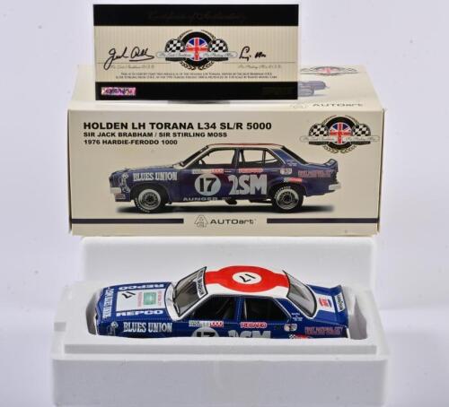 TORANA: A limited edition 1:18 scale Autoart Holden LH Torana L34 SL/R 5000 as raced by Brabham/Moss in the 1976 Hardie Ferodo 1000, #17, with COA signed by Brabham/Moss numbered 350/1350, in fitted box, box faded (SALEROOM NOTICE)