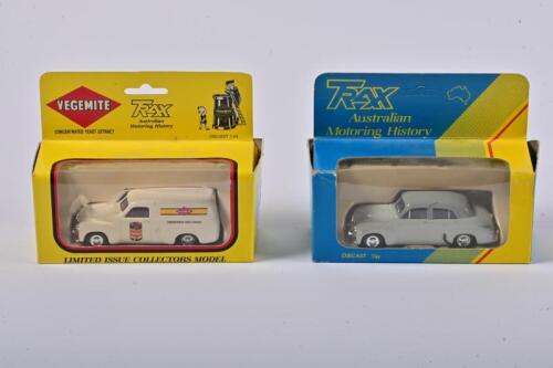 HOLDEN: Two 1:43 scale Trax Holden FJ Sedan, Holden "Vegemite", in fitted box