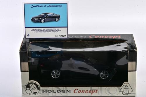 HOLDEN: A limited edition 1:18 scale Autoart Holden Coupe Concept, with COA numbered 523/8520, metallic blue/black, in fitted box